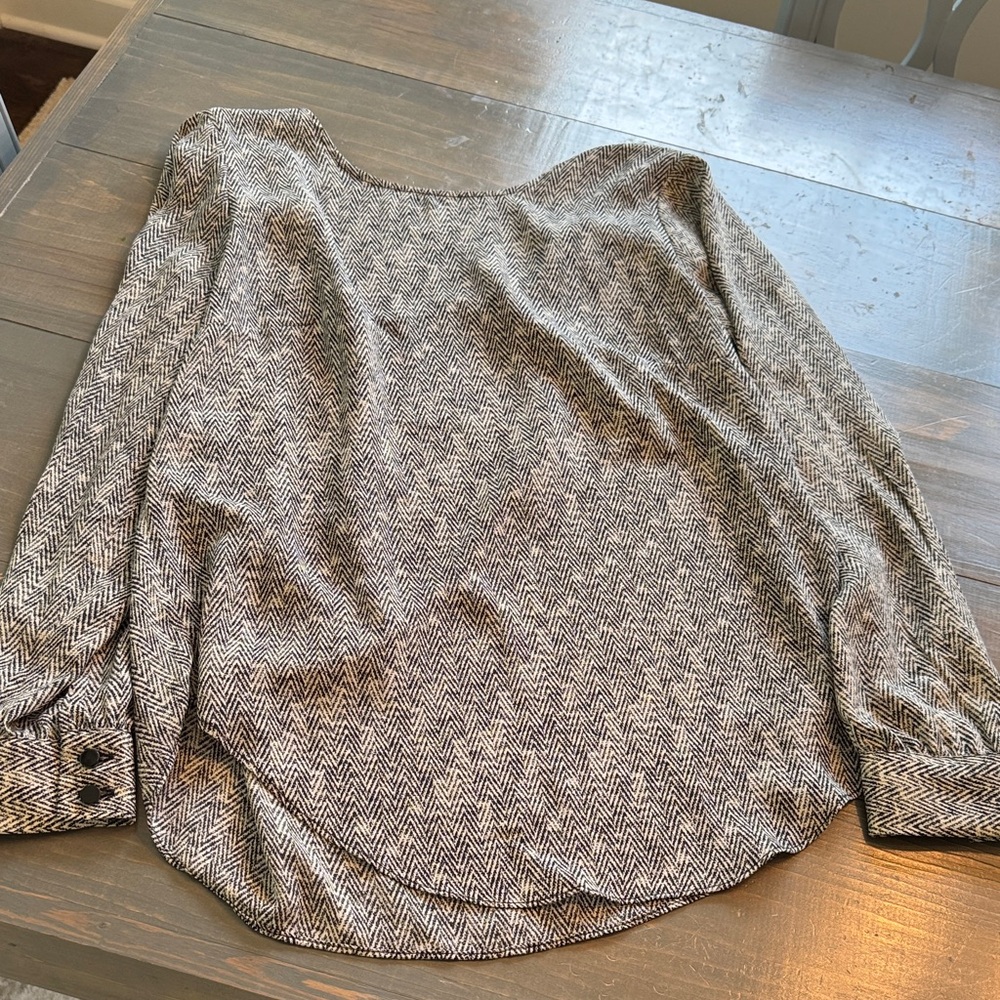 Rose & Olive Black and White Herringbone Top
